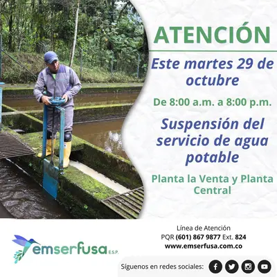 Suspensión Temporal del Servicio de Agua Potable en Plantas La Venta y Central para Optimización y Seguridad del Sistema